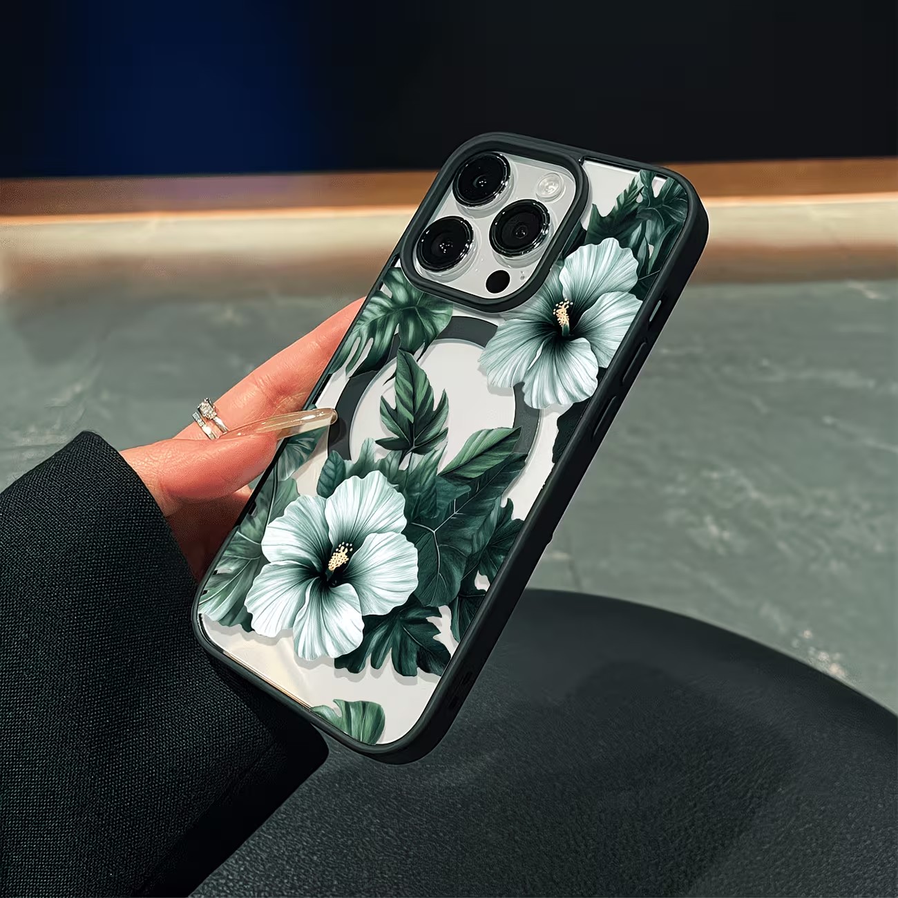 Green Floral Print Phone Case  - Apple Iphone 15 Pro Max ulasan dan harga