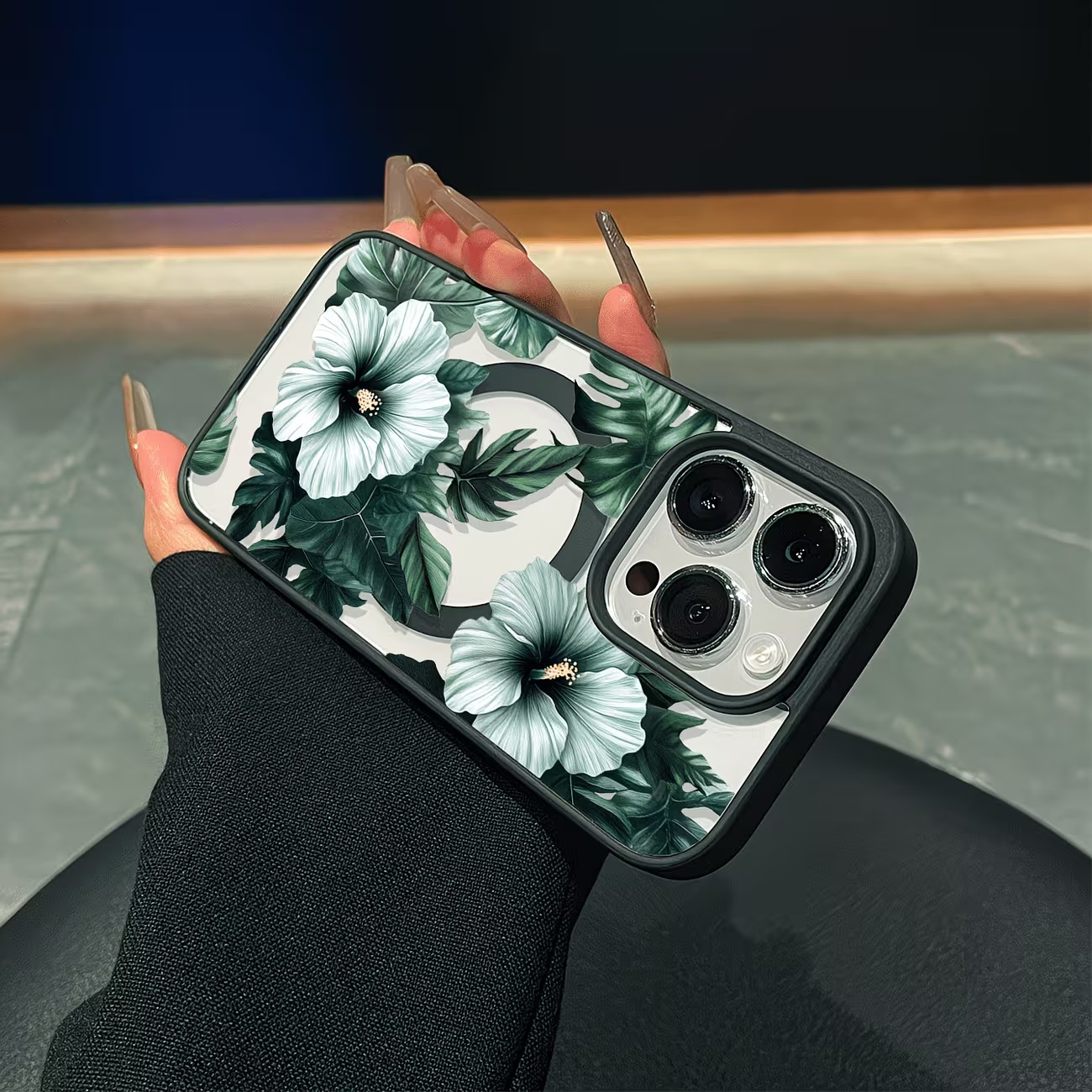 Green Floral Print Phone Case  - Apple Iphone 15 Pro Max ulasan dan harga